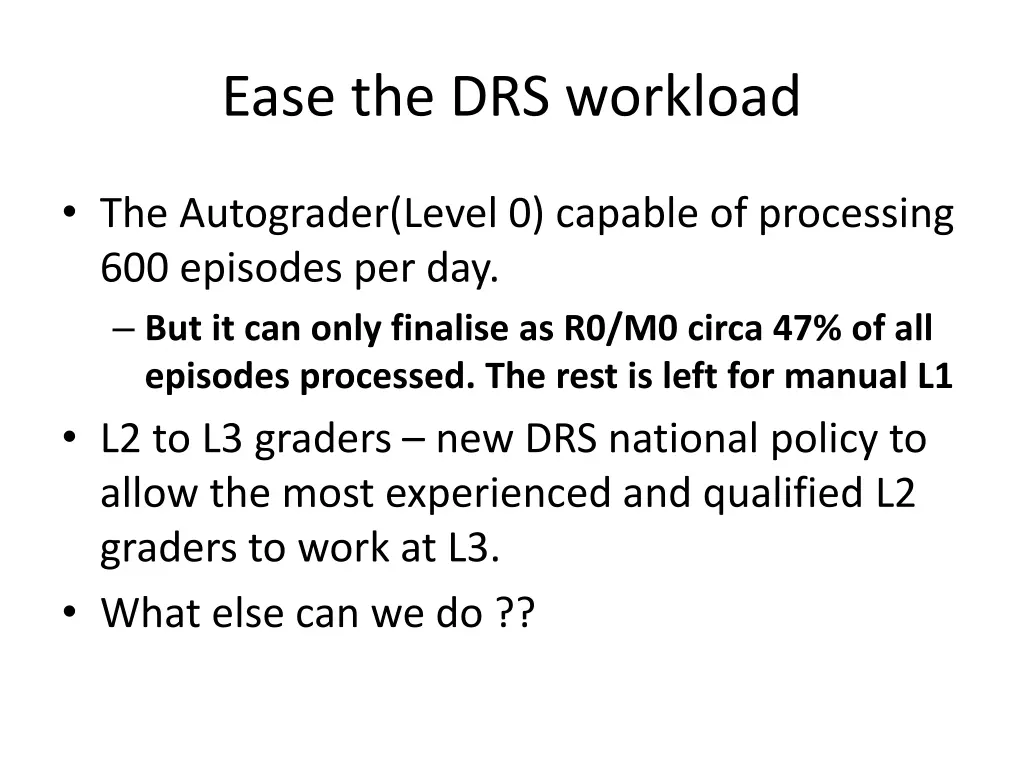 ease the drs workload