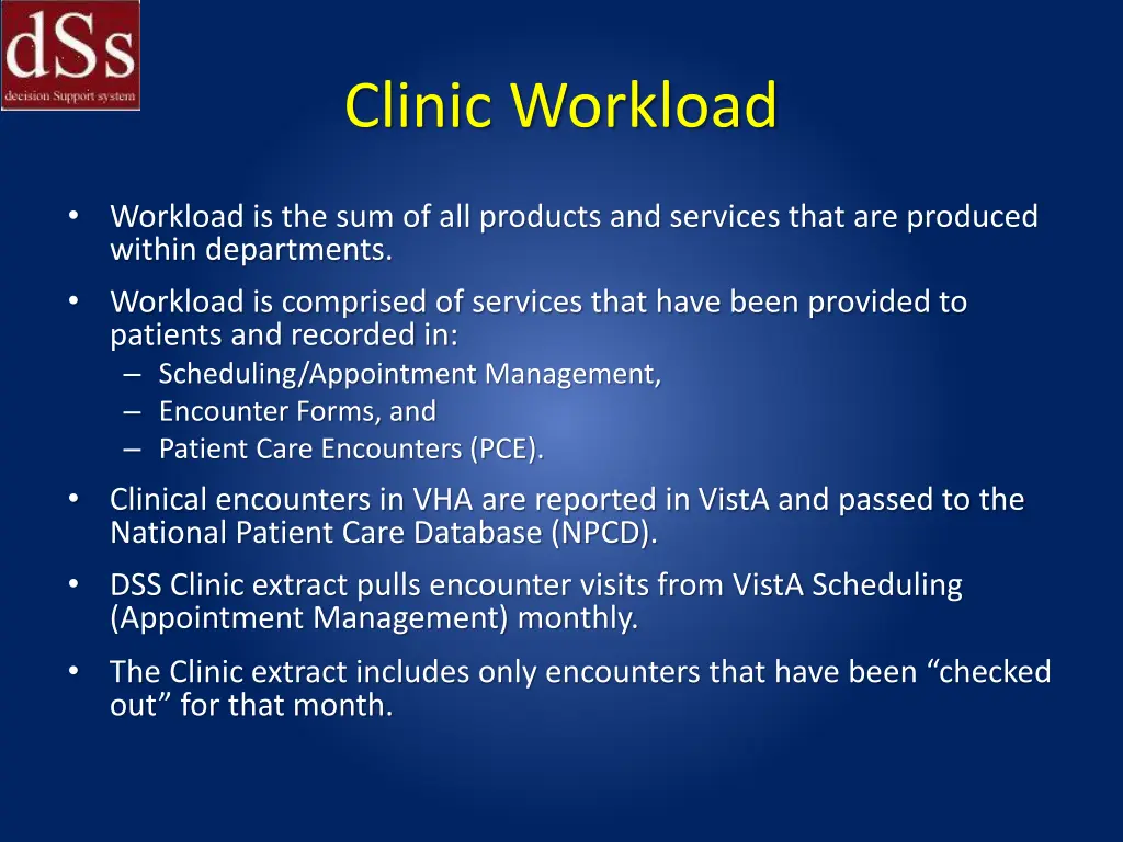 clinic workload