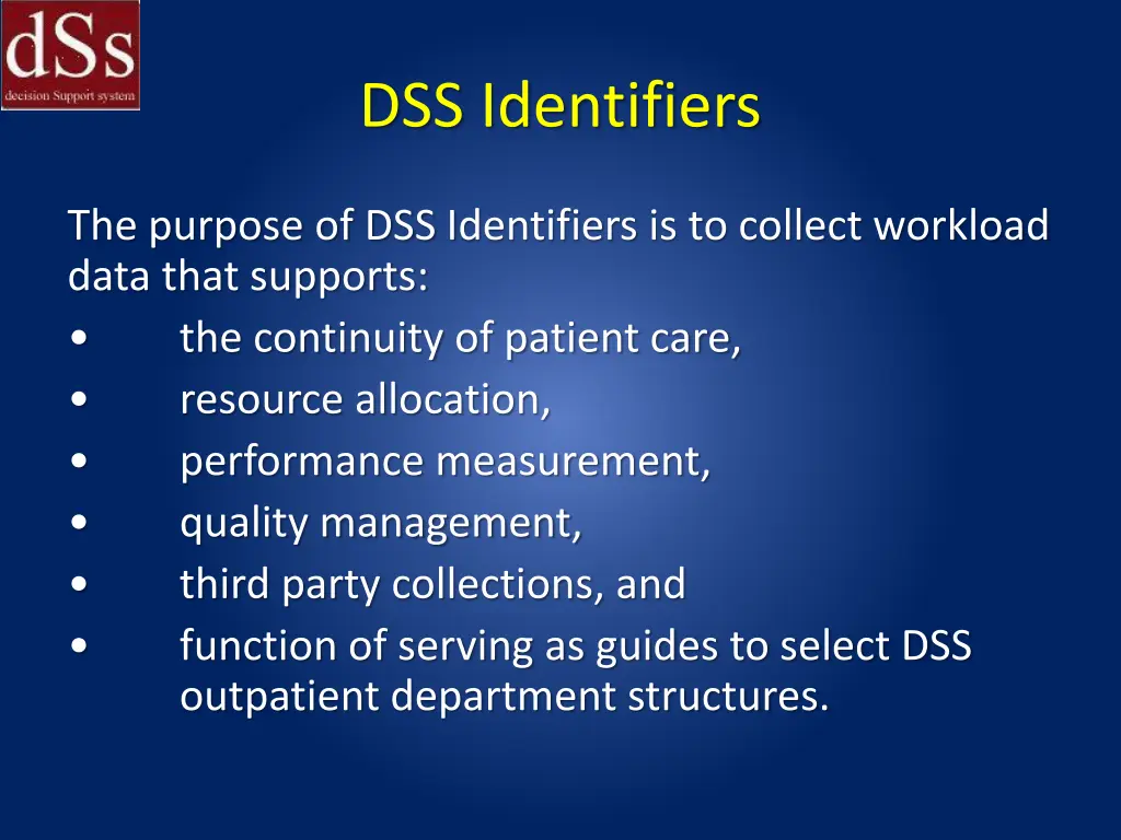 dss identifiers