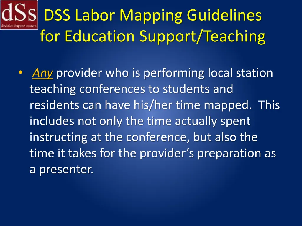 dss labor mapping guidelines for education