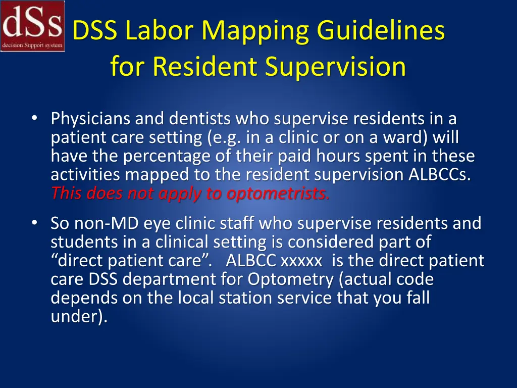 dss labor mapping guidelines for resident
