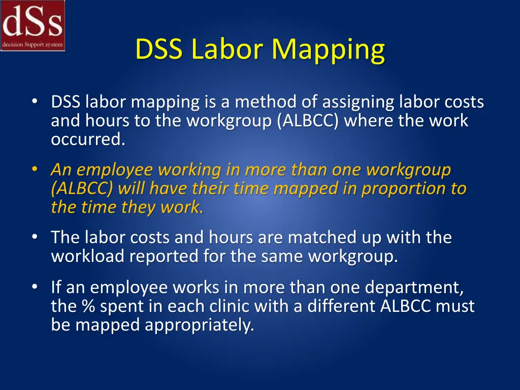 dss labor mapping