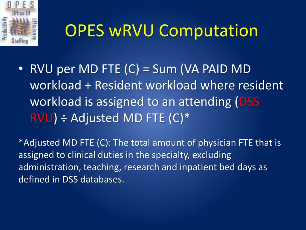 opes wrvu computation