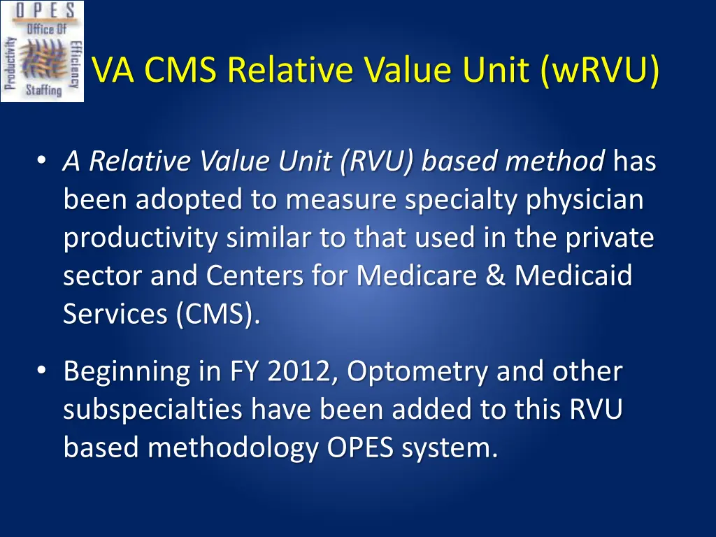 va cms relative value unit wrvu