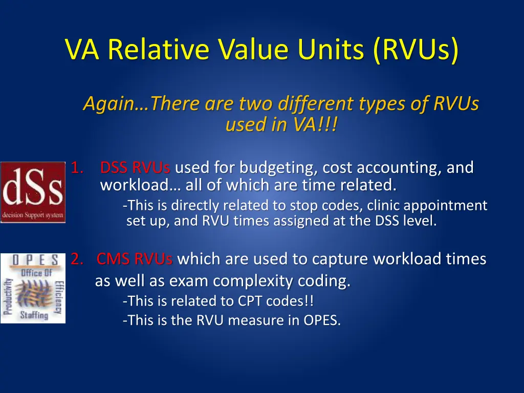 va relative value units rvus