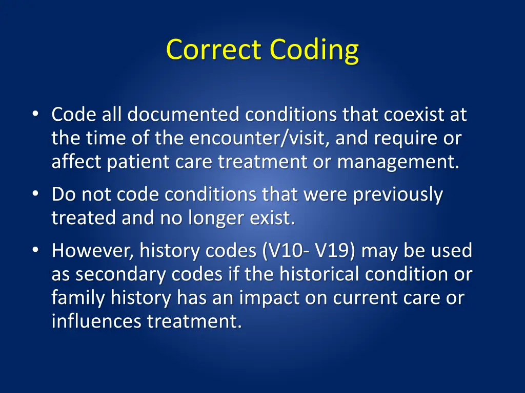 correct coding