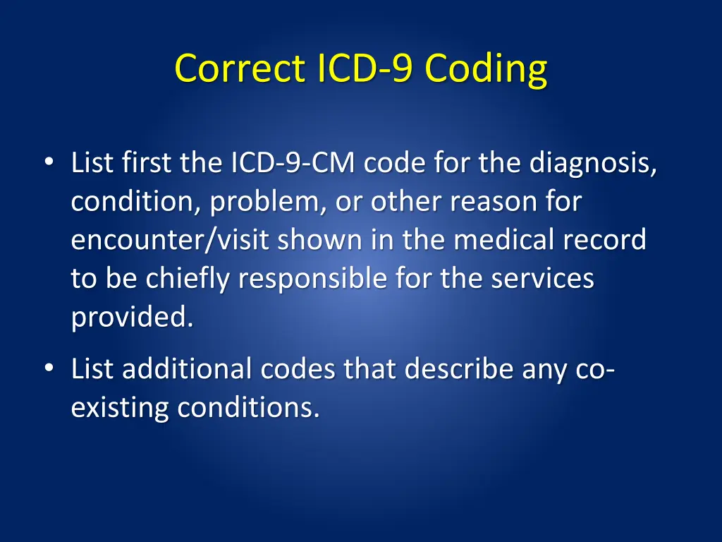 correct icd 9 coding