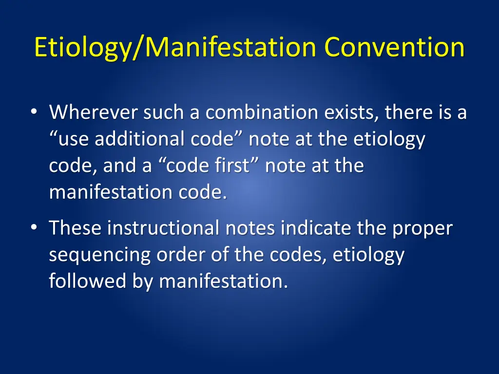 etiology manifestation convention 1