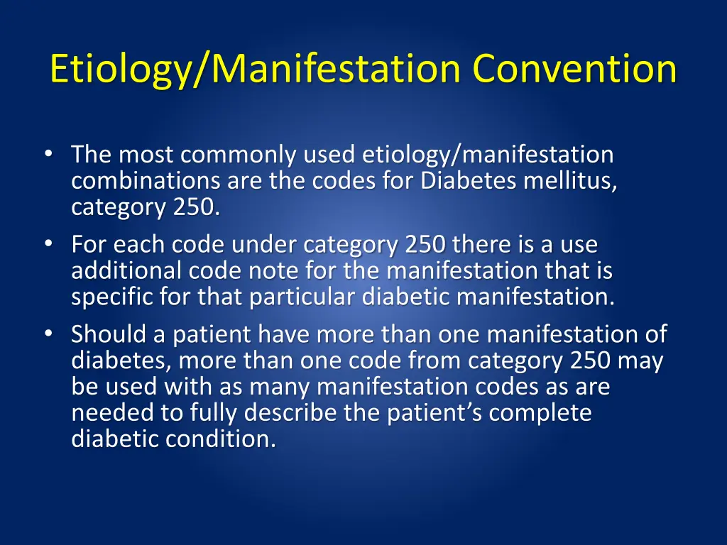 etiology manifestation convention 2
