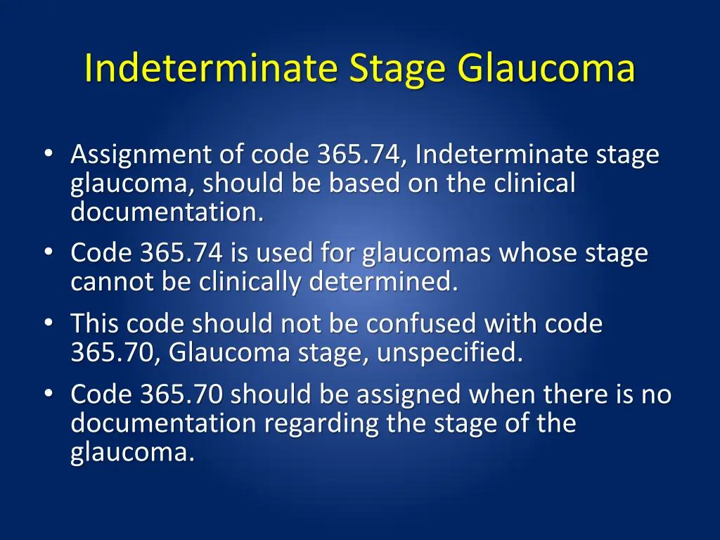 indeterminate stage glaucoma