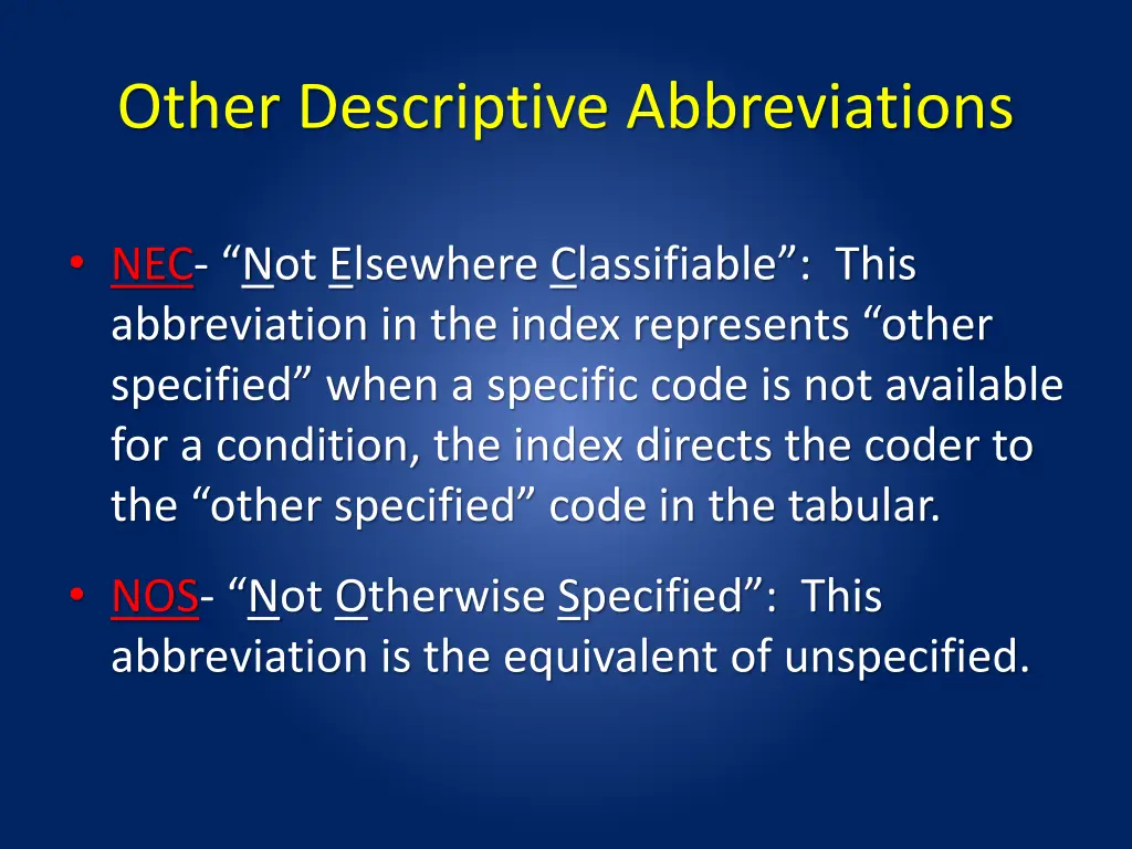 other descriptive abbreviations