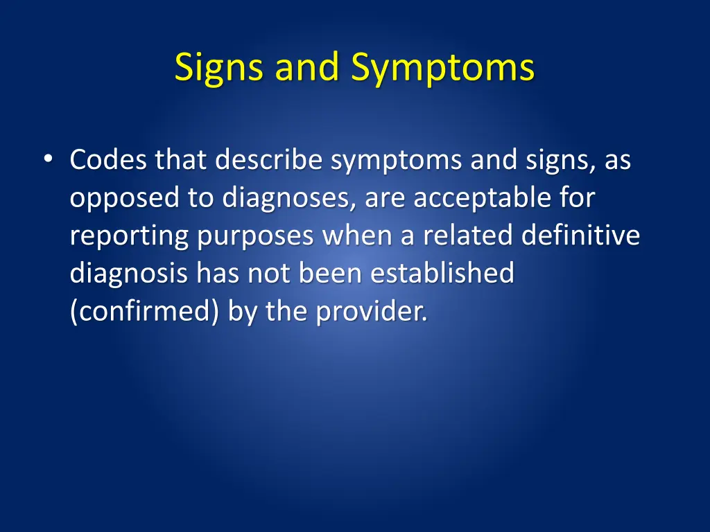 signs and symptoms