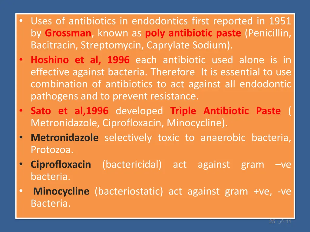 uses of antibiotics in endodontics first reported