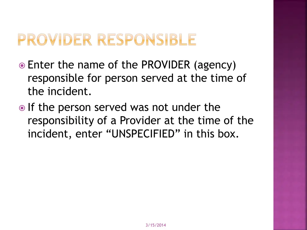 provider responsible