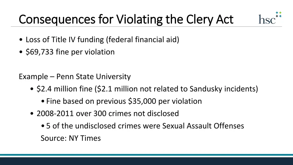 consequences for violating the clery