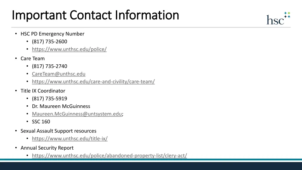 important contact information important contact
