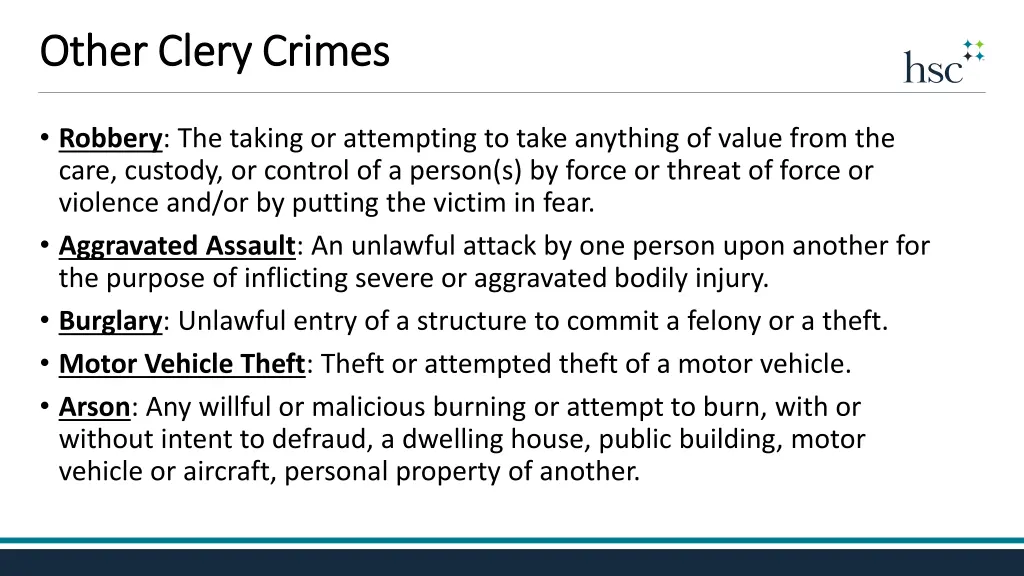 other clery crimes other clery crimes