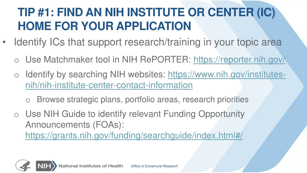 tip 1 find an nih institute or center ic home