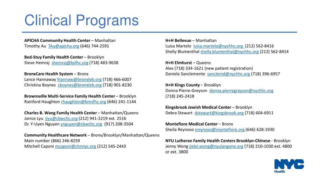clinical programs