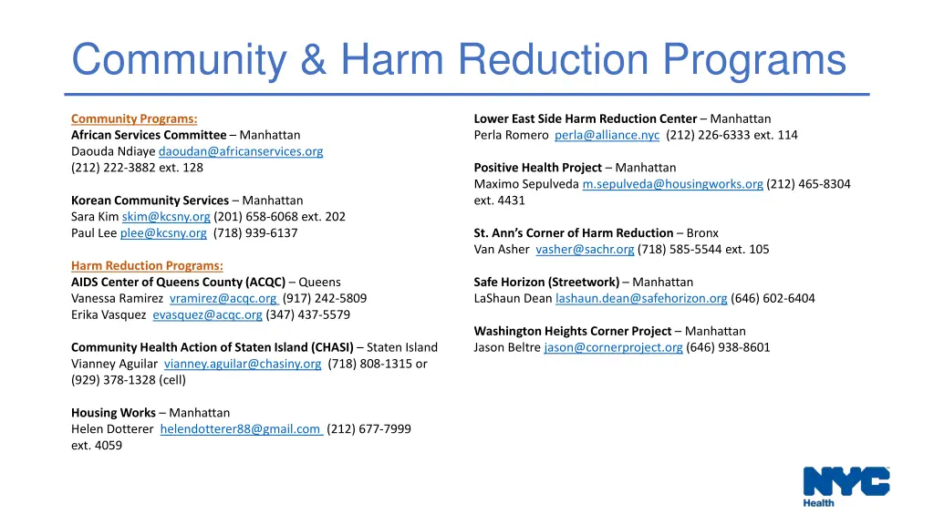 community harm reduction programs