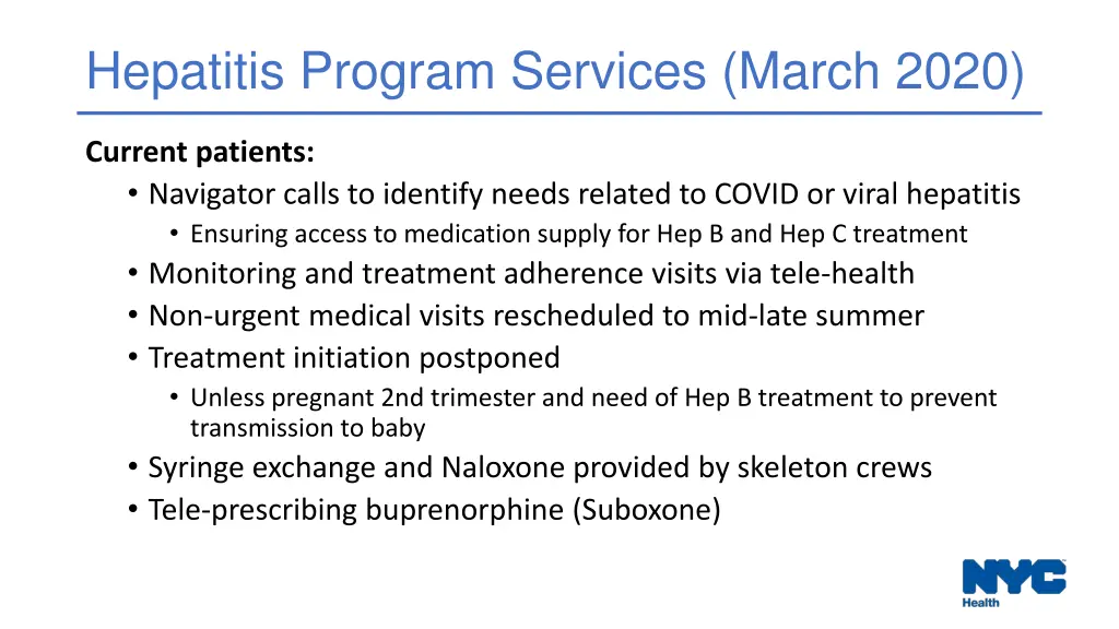 hepatitis program services march 2020