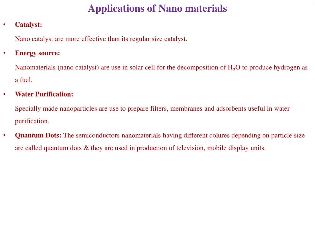 applications of nano materials