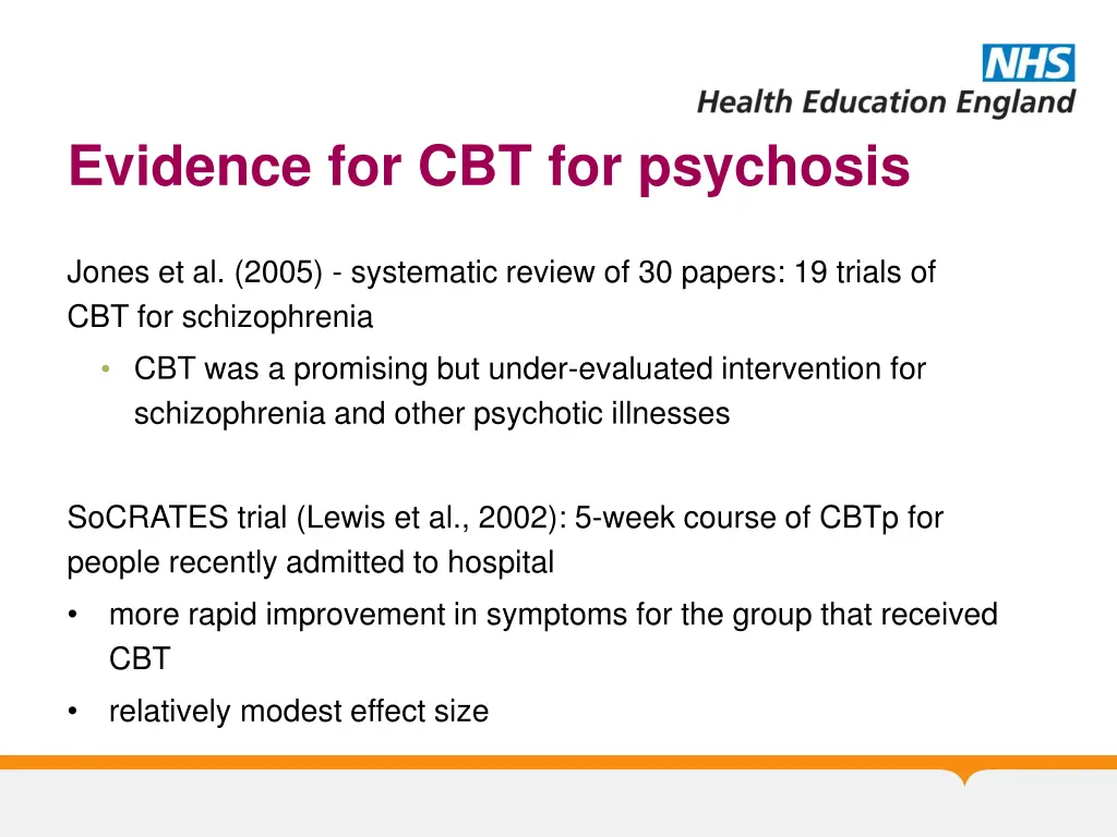 evidence for cbt for psychosis