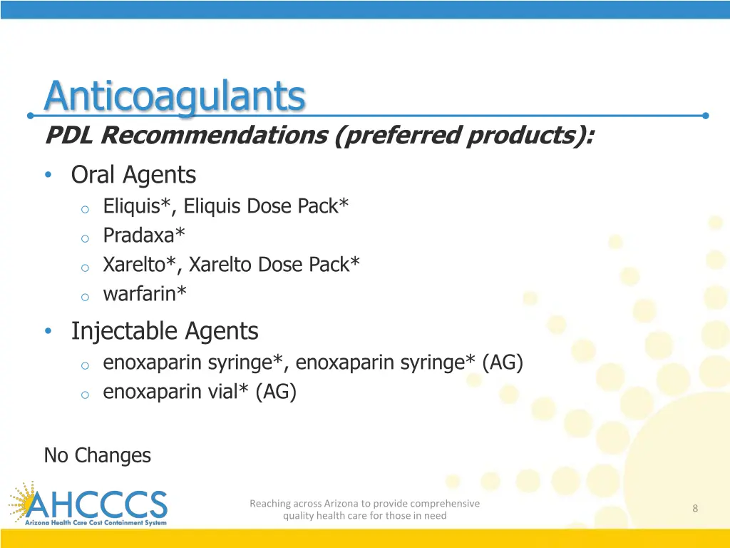 anticoagulants pdl recommendations preferred