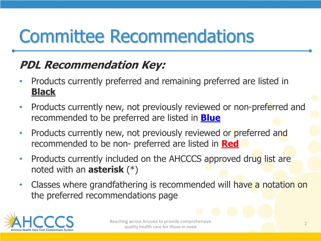 committee recommendations