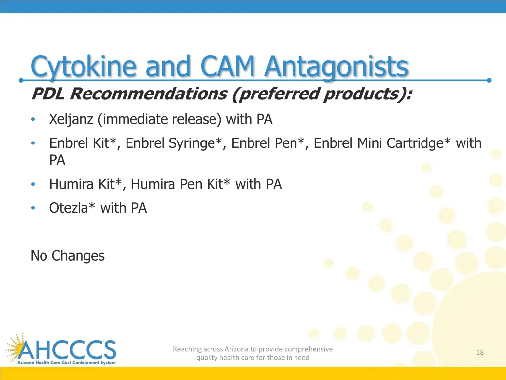 cytokine and cam antagonists pdl recommendations