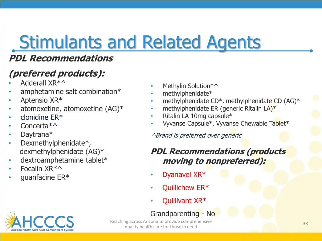 stimulants and related agents pdl recommendations