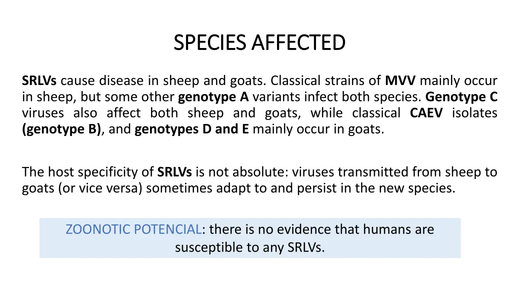 species affected species affected