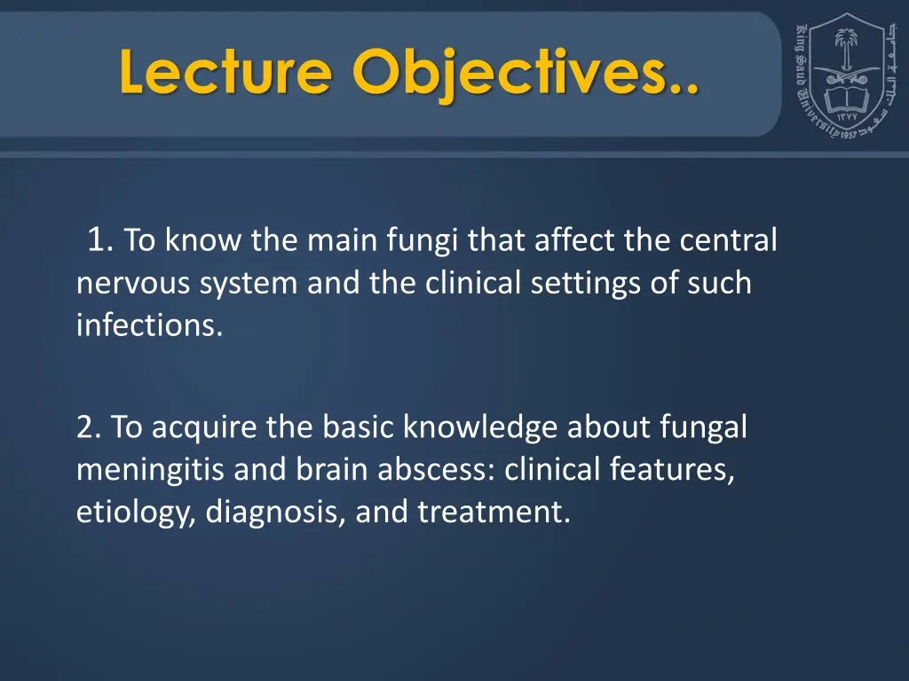 lecture objectives