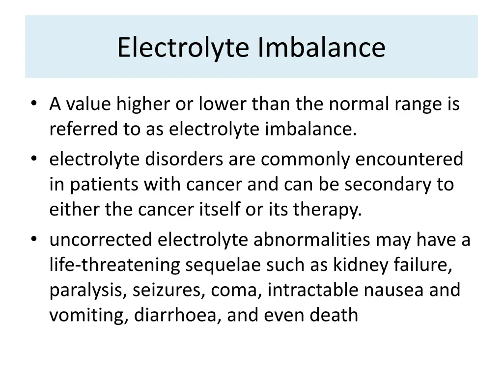 electrolyte imbalance