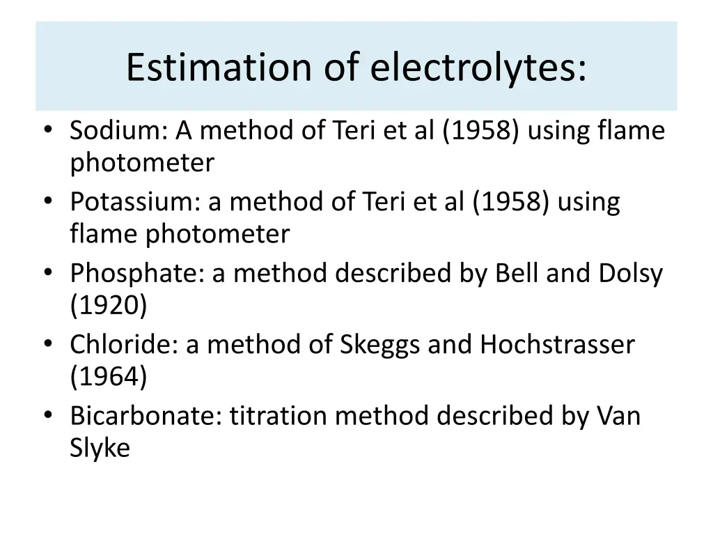 estimation of electrolytes
