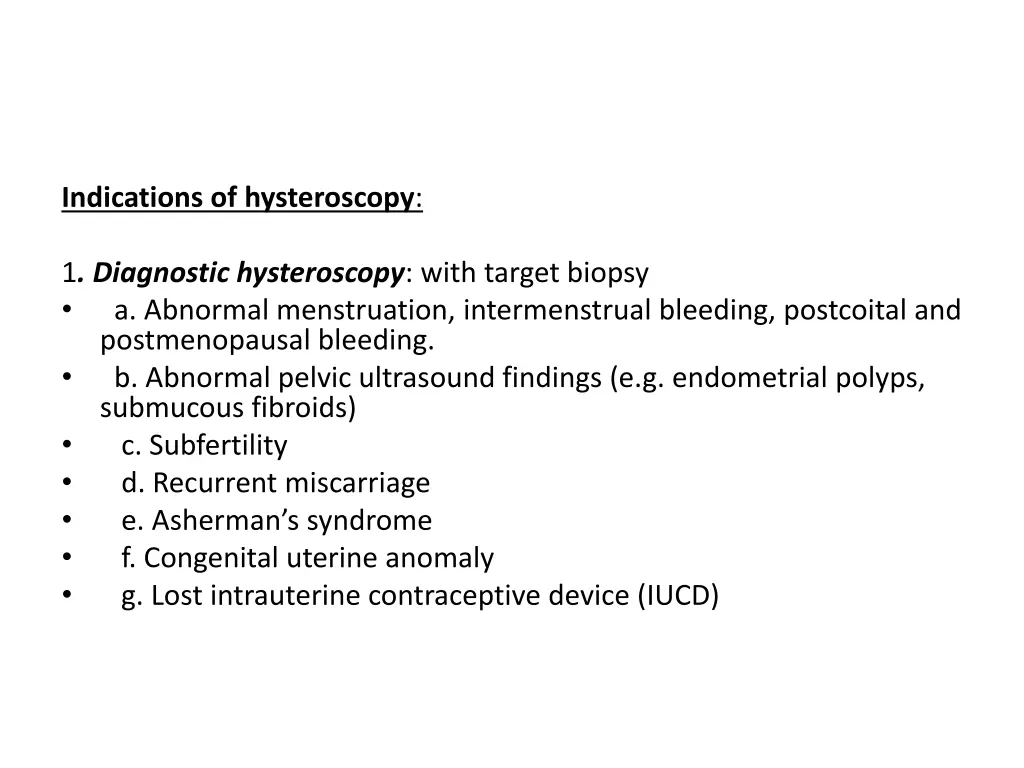 indications of hysteroscopy