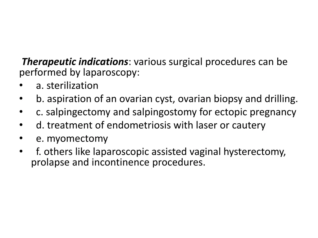 therapeutic indications various surgical