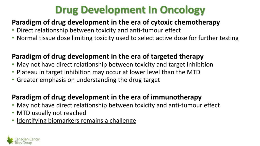 drug development in oncology paradigm of drug