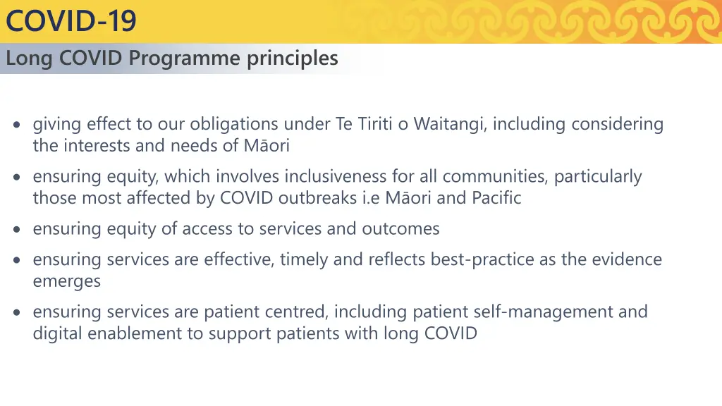 covid 19 long covid programme principles