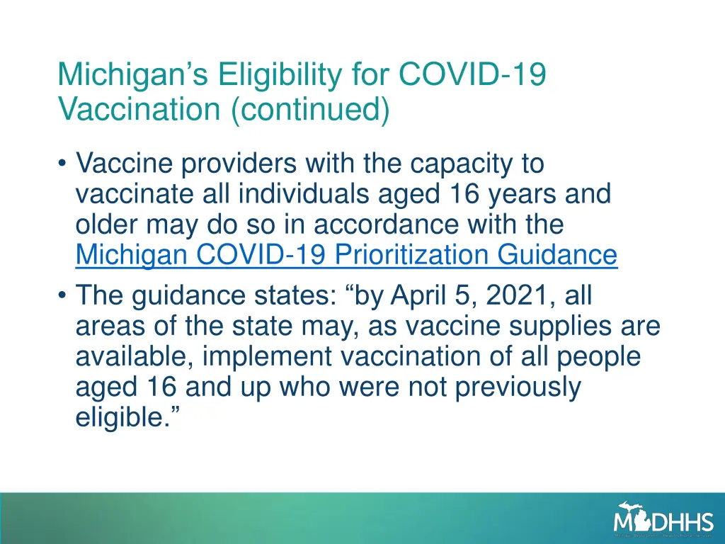 michigan s eligibility for covid 19 vaccination 1