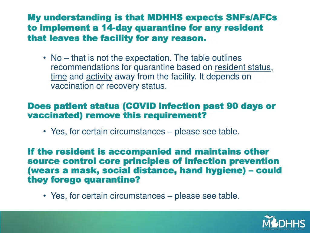 my understanding is that mdhhs expects snfs afcs