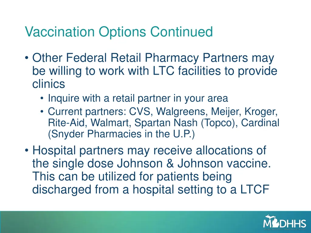 vaccination options continued