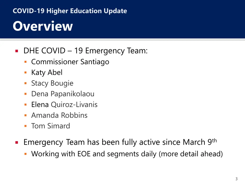 covid 19 higher education update overview