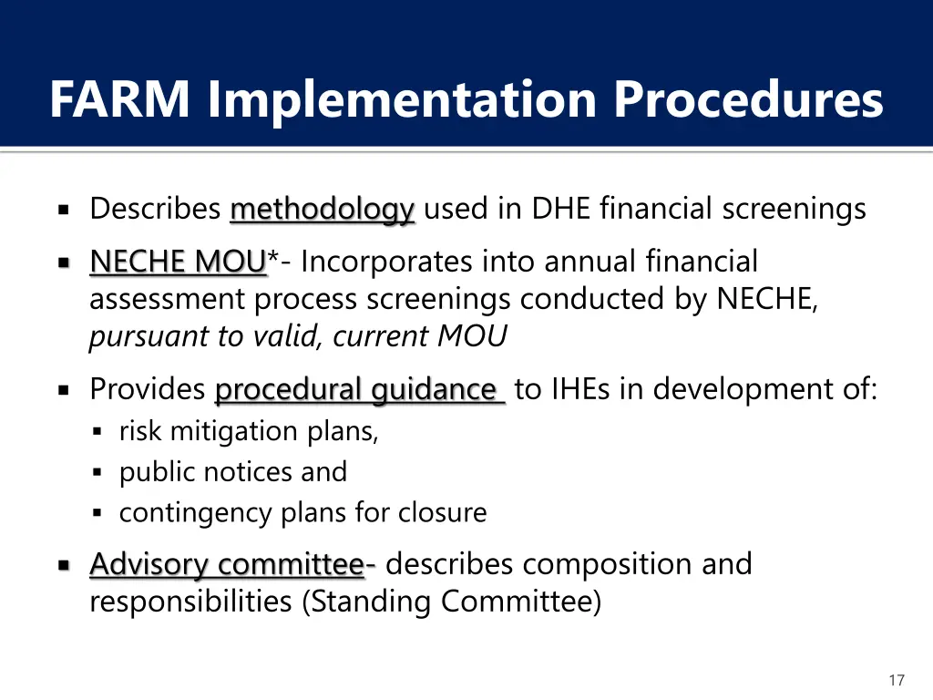 farm implementation procedures
