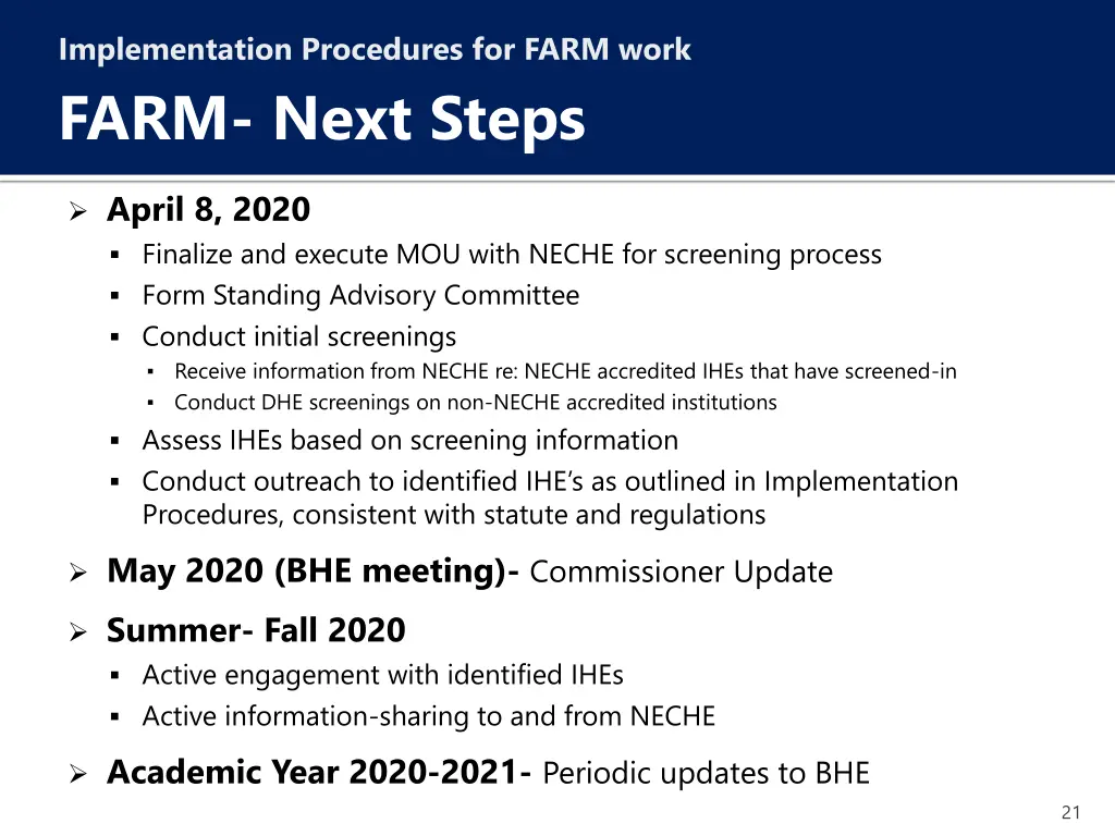 implementation procedures for farm work farm next