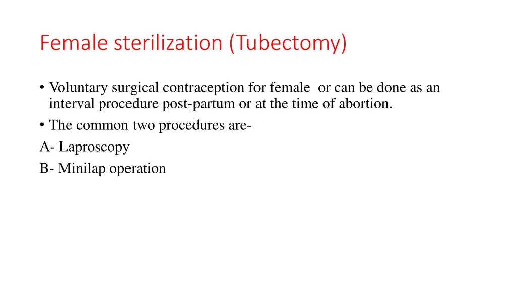 female sterilization tubectomy