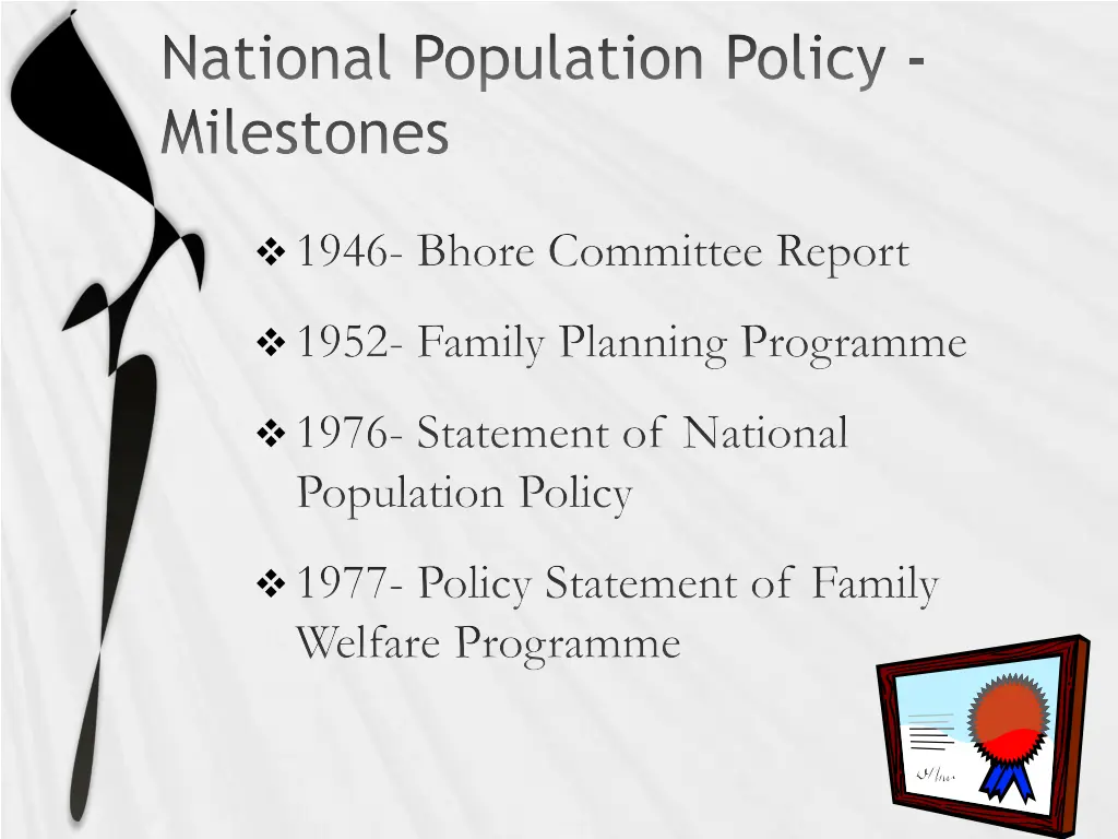 national population policy milestones