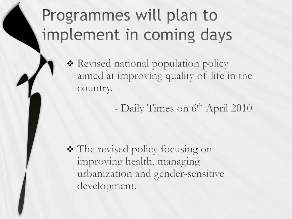programmes will plan to implement in coming days