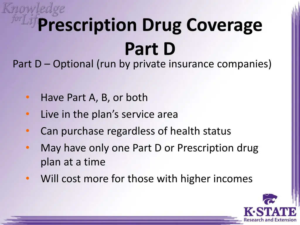 prescription drug coverage part d part d optional