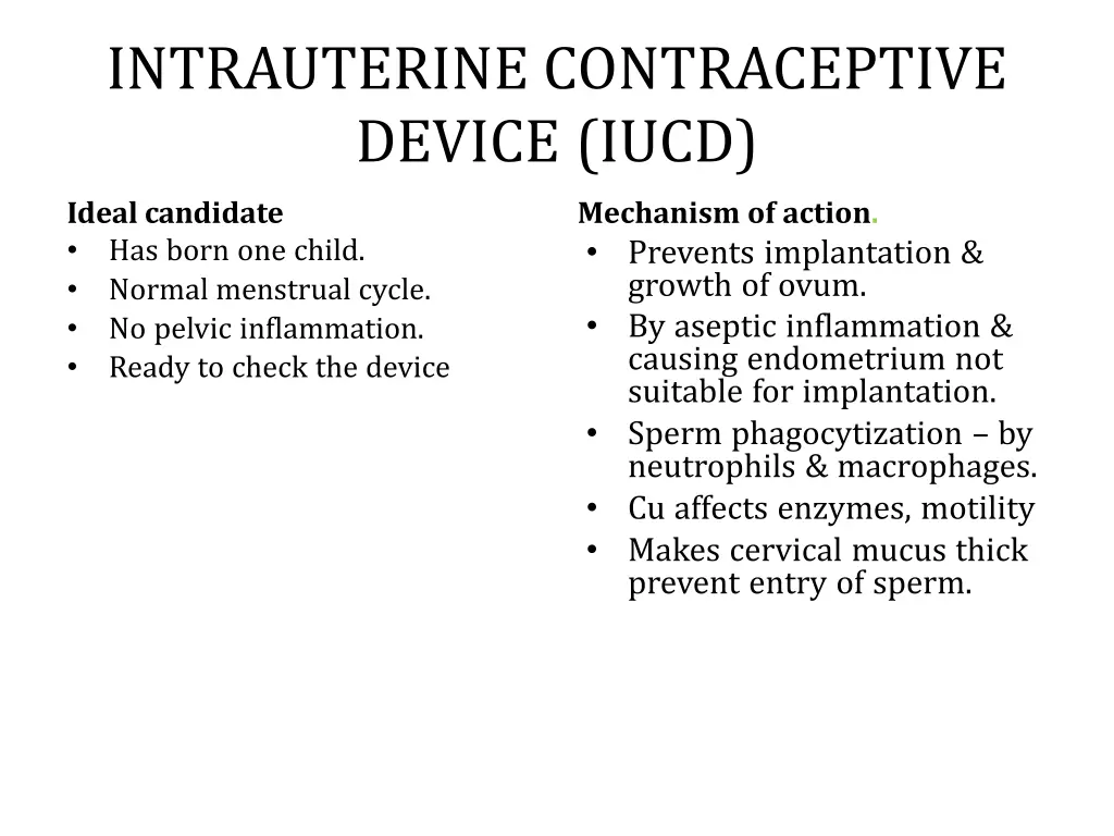 intrauterine contraceptive device iucd